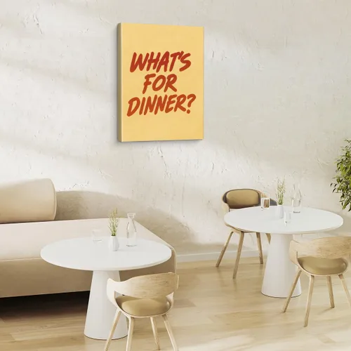 Vista 5 de Póster retro con texto en inglés «What's for Dinner Kitchen» (¿Qué hay para cenar?)