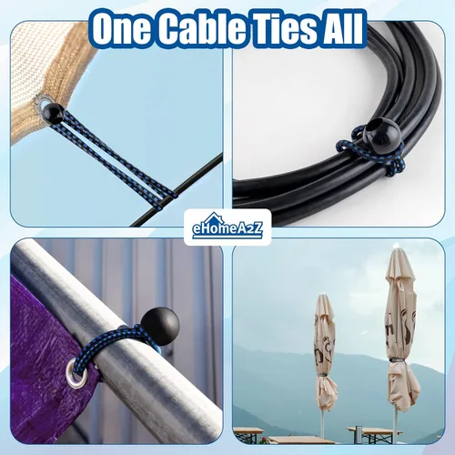 Vista 3 de Paquete de 25 cuerdas elásticas de bolas elásticas de 6 pulgadas de diámetro para toldo, red, postes, jardín, herramientas, cables, cable resistente