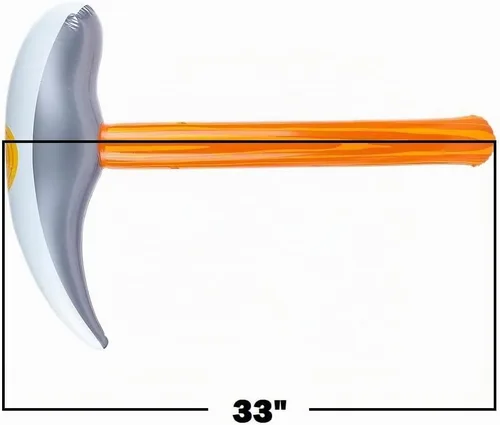 Vista 6 de Pick Axe Inflate (33") Madera y Color Plata. Juguete Inflable Herramienta para Niños. Recuerdo de Fiesta