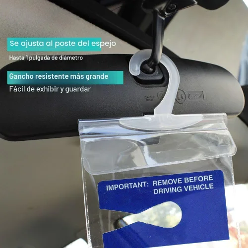 Vista 5 de Protector pequeño de placa de permiso para estacionamiento de discapacitados, ultra transparente, funda protectora con gancho grande de Tbuymax