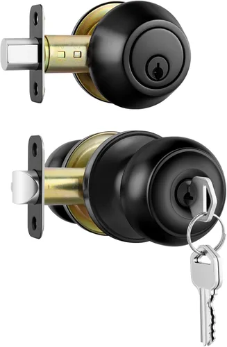 Vista 11 de Goldenwarm Perillas doradas para puerta interior, 1 paquete de pomos de puerta de latón de paso, cerradura de puerta sin llave para dormitorio Oro
