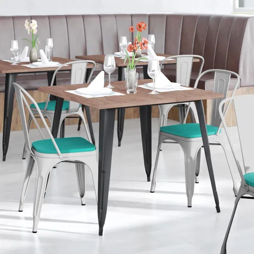 Vista 11 de BizChair Silla apilable comercial para interiores y exteriores con asiento de poliestireno, marco de metal dorado envejecido, asiento de poliresina