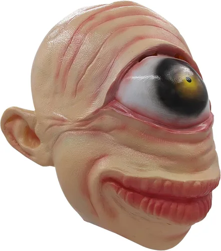Vista 2 de MOLEZU Single Eye Cyclops Mask, Scary Alien Mask Halloween Horror Mask Yellow