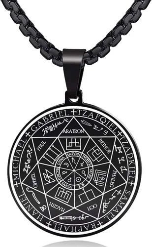 Vista 16 de Collar con colgante de siete arcángeles para hombres y mujeres, amuleto de protección, collar con dije de moneda de Arcángel Miguel Gabriel Uriel 1.