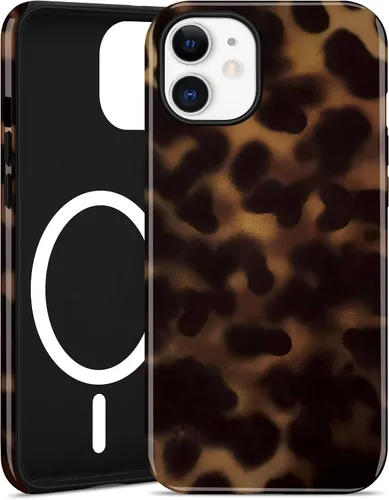 Vista 129 de Jusy Compatible con MagSafe Brown Tortoise Shell Print Phone Case para iPhone 7/8/SE, funda protectora magnética de lujo de TPU suave