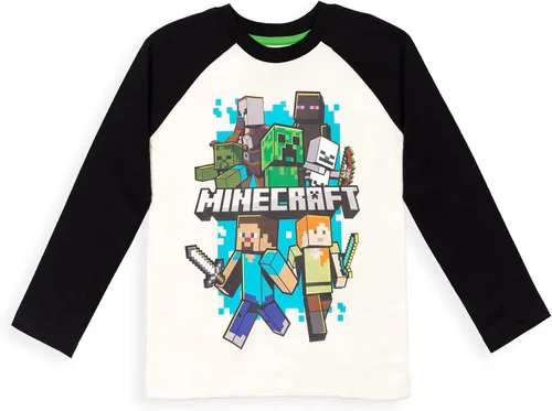 Vista 4 de Minecraft Paquete de 2 camisetas gráficas de manga larga para niños de Mobs