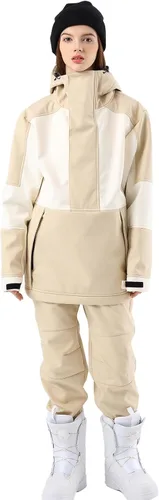 Vista 9 de SEARIPE Juego de chamarra y pantalones de esquí para mujer, trajes de esquí resistentes al viento para parejas, trajes de nieve impermeables de dos
