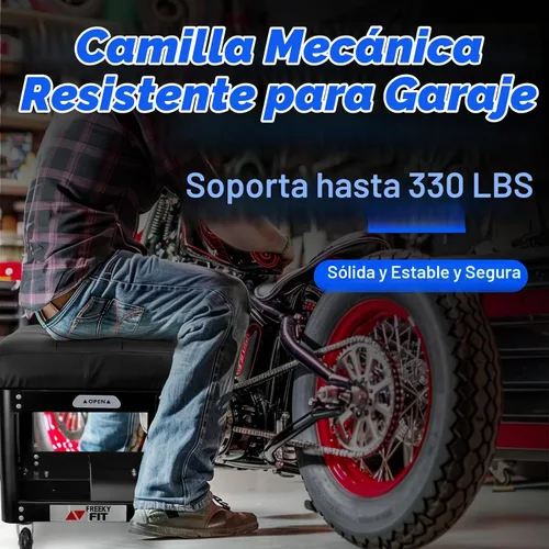 Vista 5 de Rolling Creeper - Asiento de garaje para hombres, taburete mecánico acolchado con bandeja de herramientas de almacenamiento para garaje, taburete