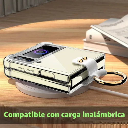 Vista 6 de Diseñada para Samsung Galaxy Z Flip 4 funda transparente con anillo, anticaídas a prueba de golpes, funda protectora compatible con Galaxy Z Flip 4