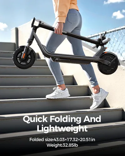 Vista 8 de Patinete eléctrico para adultos, motor de 300W hasta 15.5 MPH, neumáticos sólidos de 8.5", pantalla LED y control por APP, patinete eléctrico