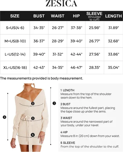 Vista 5 de ZESICA Vestido tipo suéter ajustado con cinturón para mujer, manga larga tipo murciélago, cuello en V, sin espalda, para otoño 2023