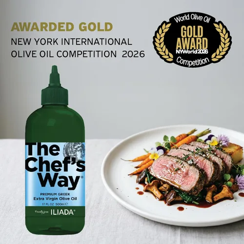 Vista 6 de ILIADA The Chef's Way - Aceite de oliva virgen extra griego (2 x 16.9 fl oz), botella exprimible de precisión, 100% griego, Koroneiki monovarietal