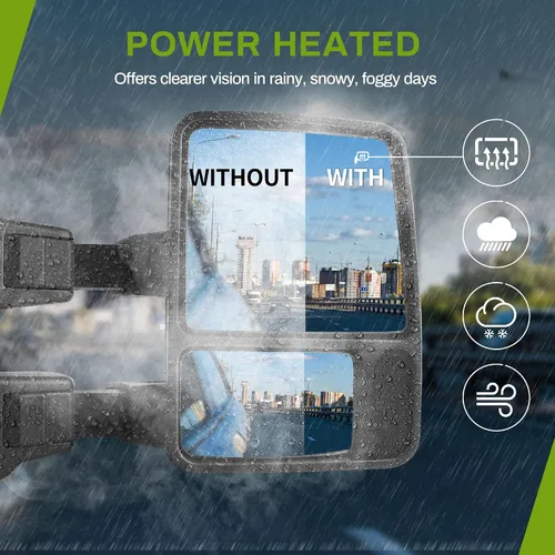 Vista 2 de AUTOSAVER88 Espejos de remolque compatibles con Ford F250 F350 F450 F550 Super Duty 2008-2016, con luz de giro de humo, calefacción eléctrica