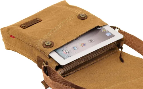 Vista 4 de Bolso de mensajero, bolso de hombro de lona pequeño vintage