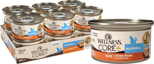 Vista 11 de Wellness CORE+ Alimento húmedo en paté de peso saludable para gatos adultos, natural, rico en proteínas, sin granos, 2.8 onzas, paquete de 12