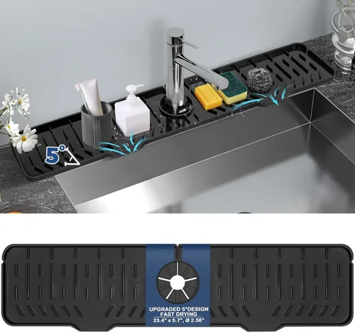 Vista 15 de Bandeja colectora de goteo para mango de grifo de silicona, tapete de grifo de silicona, soporte para esponja de jabón de platos para accesorios