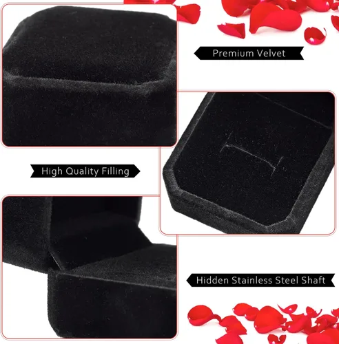 Vista 7 de Laumoi 36 cajas de anillo a granel de terciopelo cajas de exhibición de anillos negro