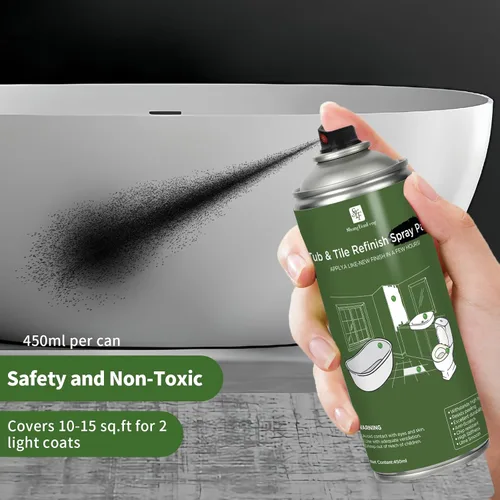 Vista 8 de Pintura en aerosol negra para bañera y azulejos 450ml*2 Pack, papel tapiz para baño, pintura en aerosol para azulejos de cerámica, vidrio, ventanas