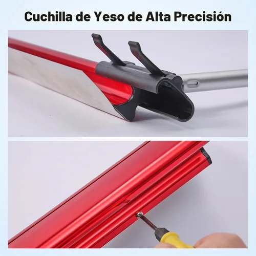 Vista 8 de ZHUITU Juego de cuchillas para paneles de yeso de 16 pulgadas x 2 cuchillas + 2 cuchillas de 24 pulgadas + hoja semicircular + mango de extensión