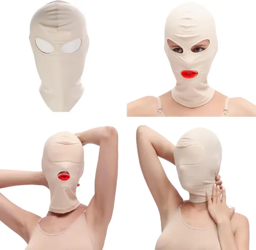 Vista 5 de Zentai - Máscara de capucha de elastano, elástica, transpirable, cobertura completa, ojos abiertos y máscara para la boca para hombre y mujer