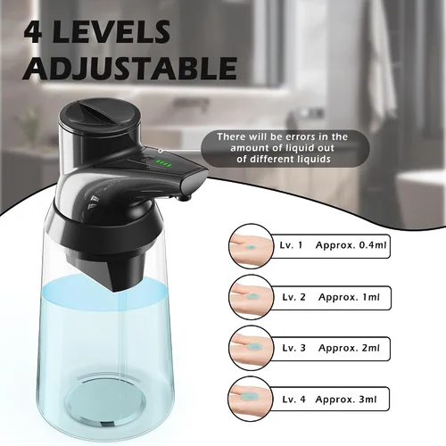 Vista 4 de Dispensador de jabón automático ajustable sin contacto, 4 niveles ajustables,Bomba de jabón líquido con sensor operado por baterías,Dispensador