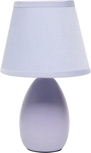 Vista 12 de Simple Designs LT1197-PRP Lámpara de Mesa de Cerámica Ovalada Mini Elegante y Estilizada Oblonga de 9.45" con Pantalla a Juego, para Sala de Estar