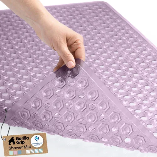 Vista 28 de GORILLA GRIP - Alfombrilla patentada cuadrada para cabina de ducha, alfombrillas pequeñas para el piso de la bañera para duchas de pie, ventosas
