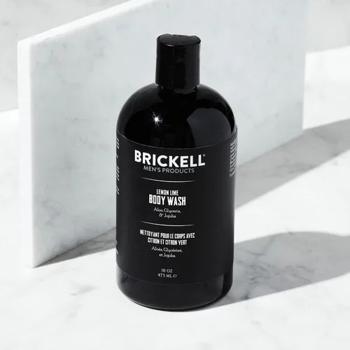 Vista 2 de Brickell Gel de ducha revitalizante para hombre, gel de ducha de limpieza profunda con aloe, jojoba y vitamina E, perfumado (lima limón, 16 onzas)