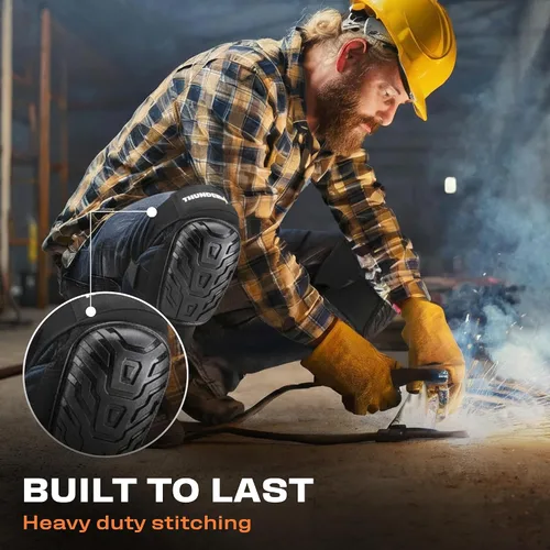 Vista 5 de Rodilleras Thunderbolt para Hombres de Construcción, Rodilleras de Trabajo para Hombres y Mujeres con Doble Gel para Jardinería, Colocación