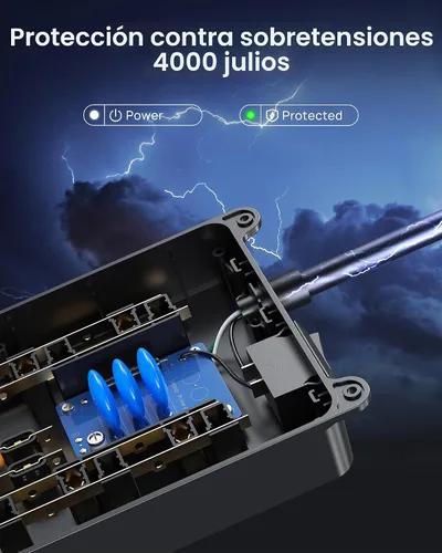 Vista 5 de TROND - Alargador de corriente con enchufe plano giratorio 360°, protector contra sobretensiones, 13 tomas amplias con 3 puertos USB C, 4000 J