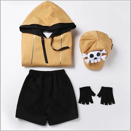 Vista 3 de Weixu Game Strive May - Disfraz de cosplay con capucha y pantalones cortos con gorro de calavera para Halloween