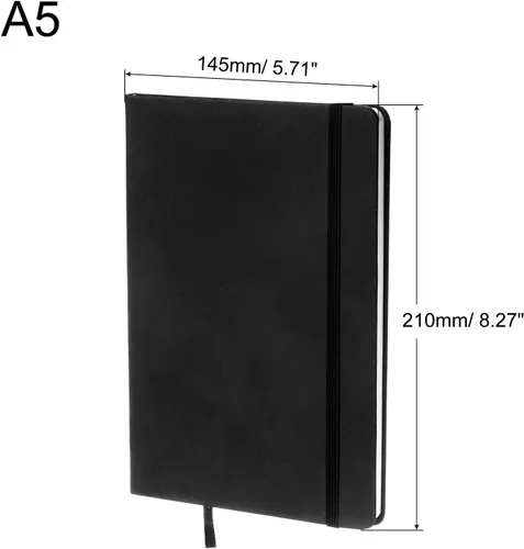 Vista 2 de PATIKIL Cuaderno rayado A5, 160 páginas, papel rayado grueso de 2.82 oz/m², 8.3 x 5.7 pulgadas, tapa dura, para trabajo y escritura, color negro