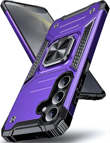 Vista 128 de DASFOND Diseñada para funda Galaxy S8 con soporte, anillo metálico giratorio mejorado de 360°, soporte kickstand de grado militar, resistente a