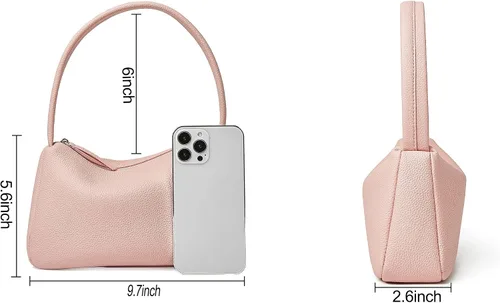 Vista 3 de Daiblueland Bolso pequeño de cuero para mujer, bolso de mano de lujo con cierre de cremallera