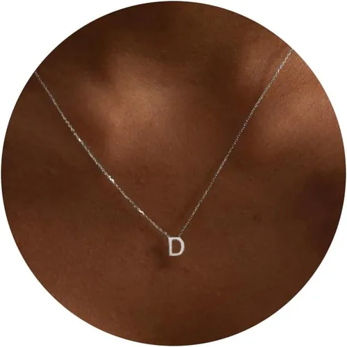 Vista 34 de Collares con iniciales para mujer, delicado collar de letra plateada con nombre personalizado con monograma, collar simple y lindo con inicial