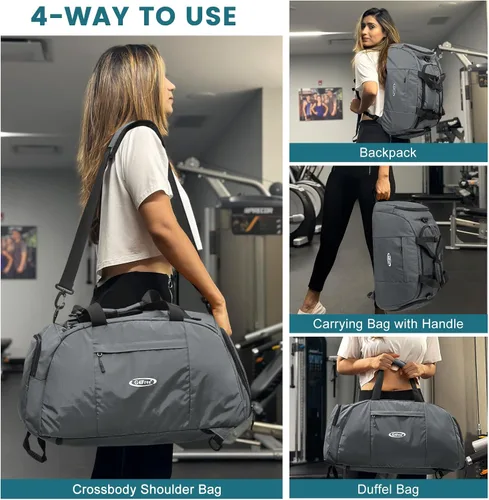 Vista 4 de G4Free Mochila de lona de 40L de tres usos para gimnasio, mochila para hombre y mujer, mochila deportiva con compartimento para zapatos, mochila