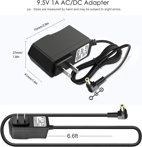 Vista 6 de Adaptador de corriente de cargador Casio de 9.5V Casio compatible con Casio Piano AD-E95100LU, Casio Keyboard SA-76, SA-77, SA-46, LK-135, WK-225