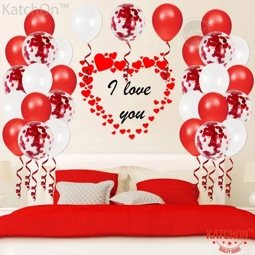 Vista 7 de KatchOn Globos para el día de San Valentín, rojo y blanco, 12 pulgadas