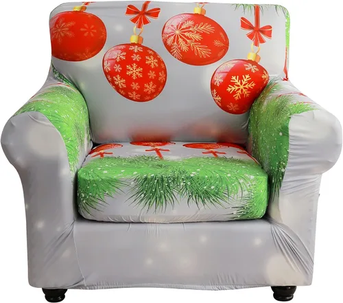 Vista 9 de XMNTG Funda elástica para sillón de 2 piezas, con temática navideña, estampado de ciervos, alce, decoración del hogar, extraíble, antideslizante