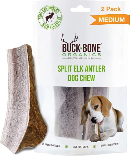 Vista 8 de Buck Bone Organics Masticables para Perros, Astas para Perros, Alce Natural Premium, Huesos para Perros de Larga Duración para Masticadores