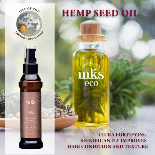Vista 4 de MKS eco Oil - Elixir de peinado para el cabello, aceite de argán marroquí, aceite de semilla de cáñamo, hidrata y nutre el cabello, controla