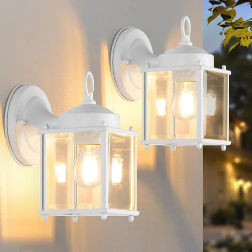 Vista 9 de Farol de pared para exteriores, aplique de pared impermeable de chocolate oscuro exterior, lámpara de pared para puerta delantera con vidrio