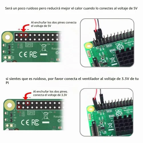 Vista 6 de Ventilador Raspberry Pi – Paquete de 10 disipadores de calor de refrigeración de CPU, separando interfaz uno a dos, 3.3 V 5 V para Pi4, Pi3, Pi2