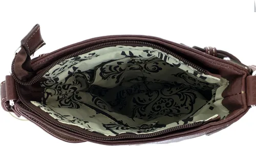 Vista 3 de Justin West Western Laser Cut bordado rhinestone cruz de plata Messenger bolso con correa transversal
