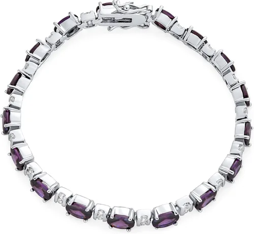 Vista 2 de Traditional Vintage Style Jewelry Alternating Cubic Zirconia Oval Shape AAA CZ 15 CT Simulated Gemstone Purple Amethyst Tennis Bracelet Teardrop For