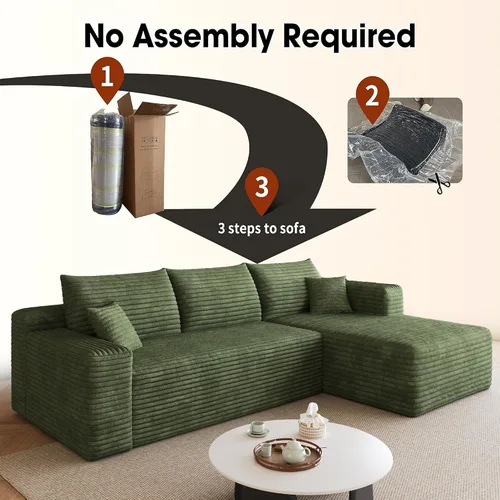 Vista 5 de AUGOP Sofá modular moderno de 96 pulgadas para sala de estar, sofá modular con sofás en forma de L, sofá tapizado sin hueso, asiento profundo, sofá