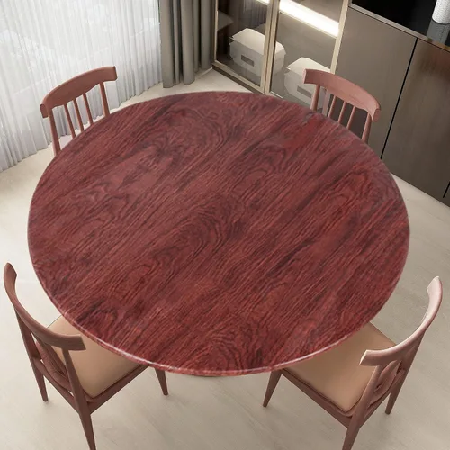 Vista 22 de LUSHVIDA - Mantel ajustable de vinilo para mesa redonda, impermeable y con borde elástico, mantel de plástico