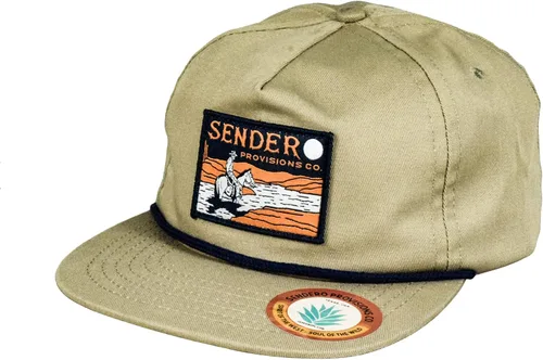Vista 6 de Sendero Provisions Co. Sombrero de cuerda ajustable al aire libre con parche tejido Lone Rider (marrón claro), Beige Bronceado