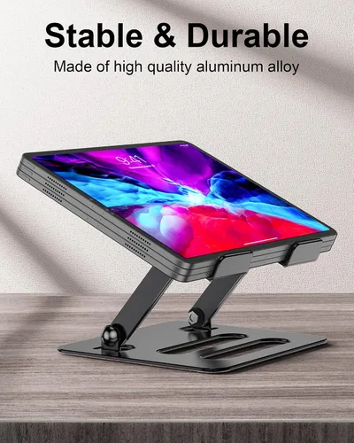 Vista 3 de Soporte para tableta para iPad para escritorio, soporte plegable ajustable de aluminio para tableta de viaje para Kindle y tableta