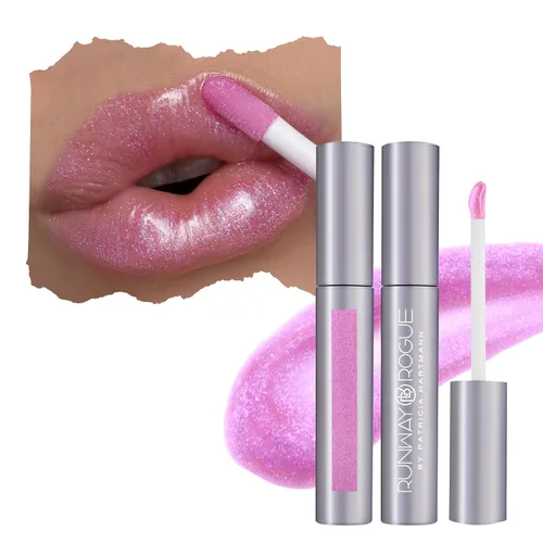 Vista 10 de Runway Rogue Brillo de labios clásico, brillo labial hidratante ultra transparente rosa perlado pálido, 'Bride in Show
